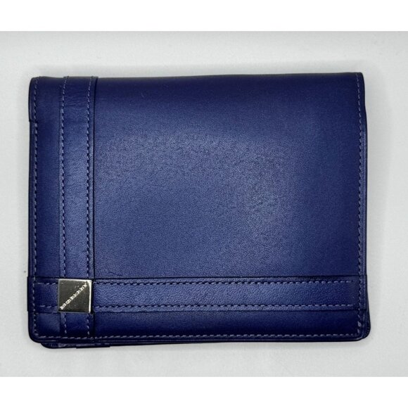 Burberry Bifold Wallet In‎ Navy Blue Leather With Inner Logo Print - Picture 1 of 15